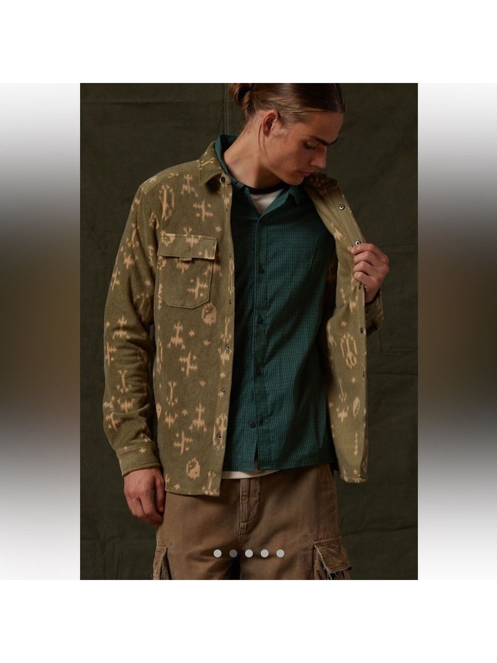 Roark Diablo Polar Long Sleeve Men’s Flannel Button Up Shirt Size S EUC Olive - Picture 1 of 9